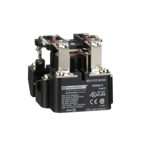 Square-D / Schneider - Square D 8501CO16V20 120 VAC 30 Amp 2-Pole DPDT 2NO 2NC Panel Mount AC Operated Power Relay