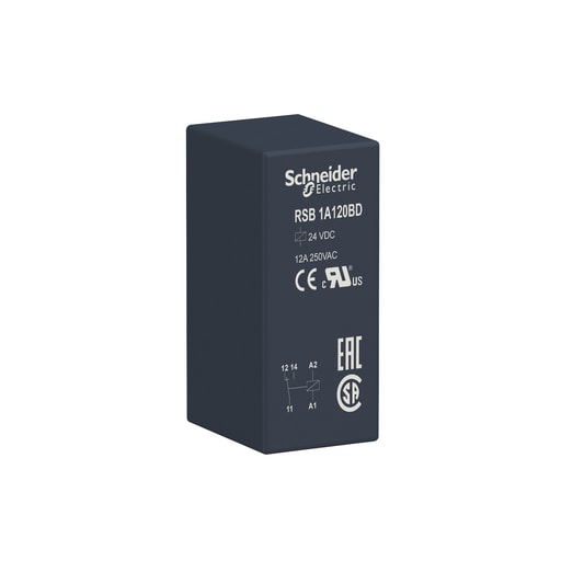 Square-D / Schneider - Square D RSB1A120BD 24 VDC 12 Amp SPDT 1CO Silver Alloy Plug-In Interface Relay