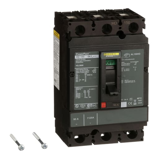 Square-D / Schneider - Square D HDL36090 3-Pole 90 Amp 600 Volt Thermal Magnetic Molded Case Circuit Breaker