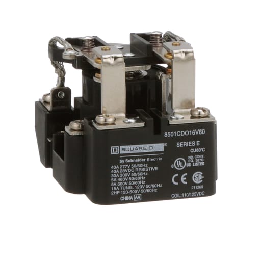 Square-D / Schneider - Square D 8501CDO16V60 110 VDC 30 Amp 2-Pole DPDT 2NO 2NC Panel Mount DC Operated Power Relay