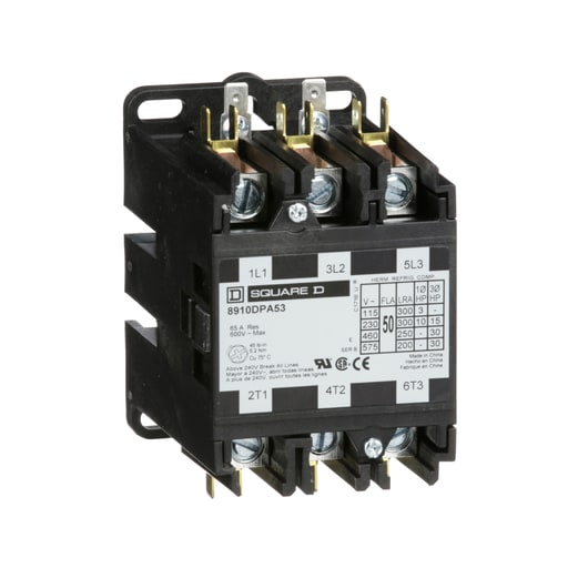 Square-D / Schneider - Square D 8910DPA53V14 24 VAC 50 Amp 3-Pole 3NO NEMA 1 Non-Reversing Definite Purpose Contactor
