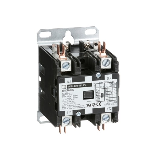 Square-D / Schneider - Square D 8910DPA42V02 110/120 VAC 40 Amp 2-Pole 2NO NEMA 1 Non-Reversing Definite Purpose Contactor