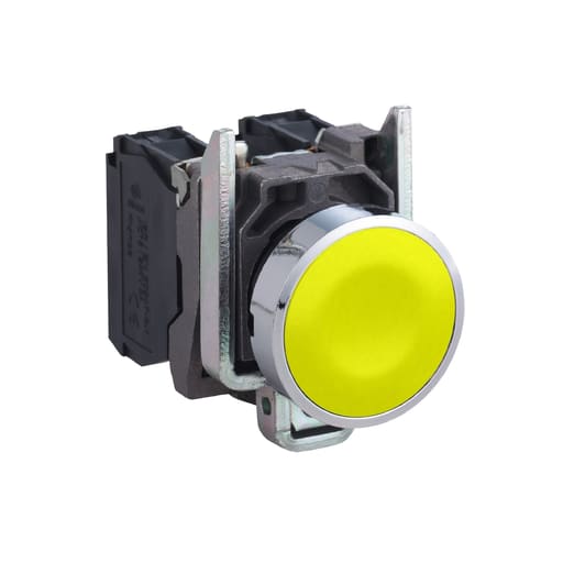 Square-D / Schneider - Square D XB4BA51 22 mm 600 VAC 1.2 Amp 1NO Yellow Round Momentary Flush Non-Illuminated Push Button