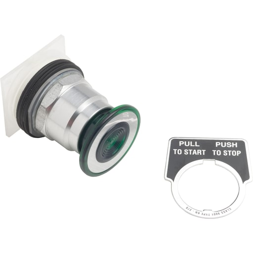 Square-D / Schneider - Square D 9001KR8G 30 mm Green Body Chrome Plated Metal Bezel 3-Position Mushroom Non-Illuminated Push-Pull Operator