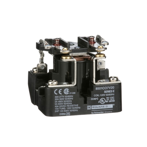 Square-D / Schneider - Square D 8501CDPST 40 Amp 120 Volt Coil DPST Power Relay with 8501CO7V20