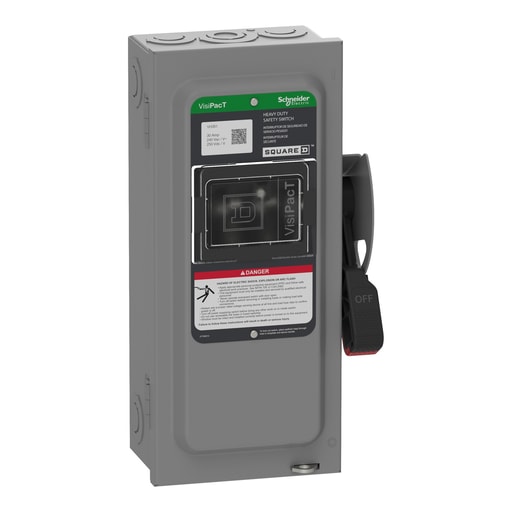 Square-D / Schneider - Square D VH361 Safety Switch, Heavy Duty, Fused, Viewing Window, Type 1, 600V, 30A, 3 Pole