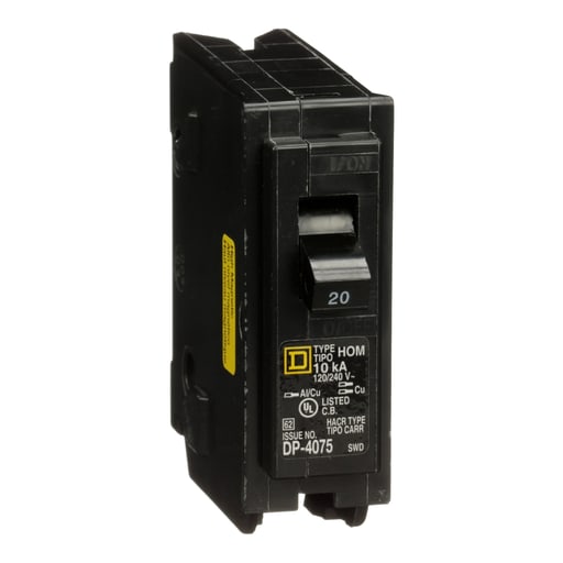 Square-D / Schneider - Square D HOM120HM 120/240 Volt 20 Amp Miniature Circuit Breaker