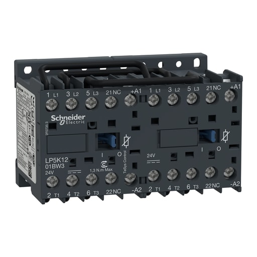 Square-D / Schneider - Square D LP5K1201BW3 575 VAC 12 Amp 3-Pole 1NC Screw Clamp Terminal Reversing IEC Contactor