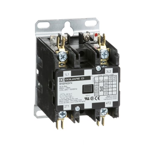Square-D / Schneider - Square D 8910DPA32V14 24 VAC 30 Amp 2-Pole 2NO NEMA 1 Non-Reversing Definite Purpose Contactor