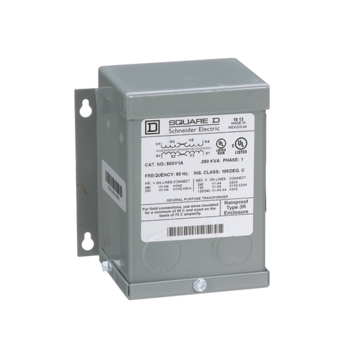 Square-D / Schneider - Square D 50SV1A 0.05 kVa 240 x 480 VAC Primary 120/240 VAC Secondary Dry Type General Purpose Transformer