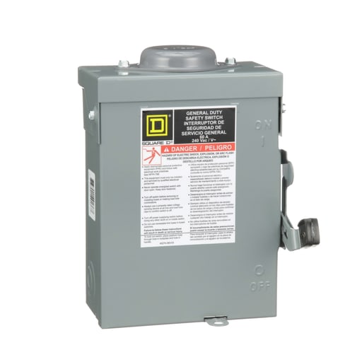 Square-D / Schneider - Square D DU322RB Safety Switch Not-Fusible GD 240V 60A 3P NEMA-3R, Single Throw