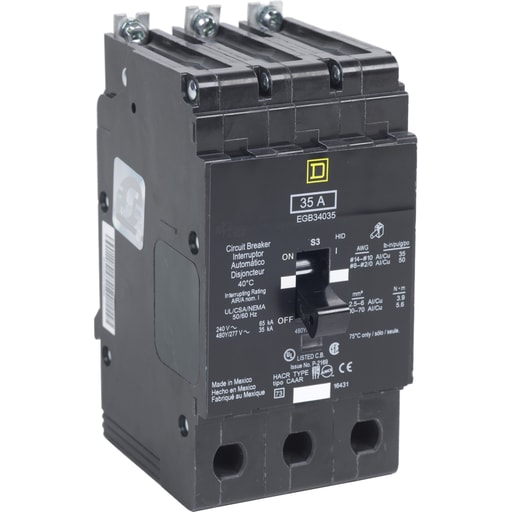 Square-D / Schneider - Square D EGB34035 3-Pole 35 Amp 480 Star/277 Volt Thermal Magnetic Miniature Circuit Breaker