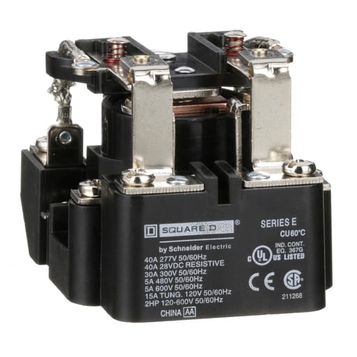 Square-D / Schneider - Square D 8501CO16V04 277 VAC 30 Amp 2-Pole DPDT 2NO 2NC Panel Mount AC Operated Power Relay