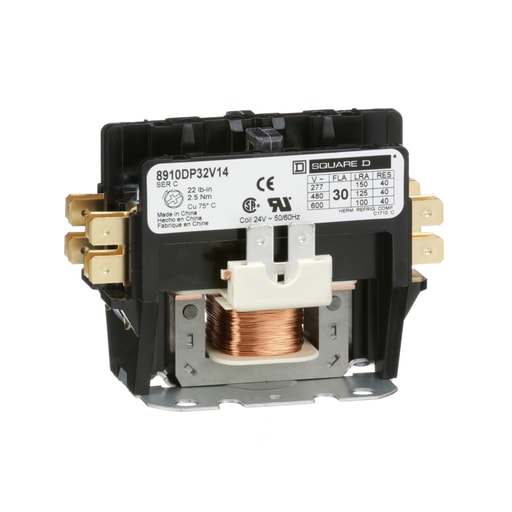 Square-D / Schneider - Square D 8910DP32V14 24 VAC 30 Amp 2-Pole 2NO NEMA 1 Non-Reversing Definite Purpose Contactor