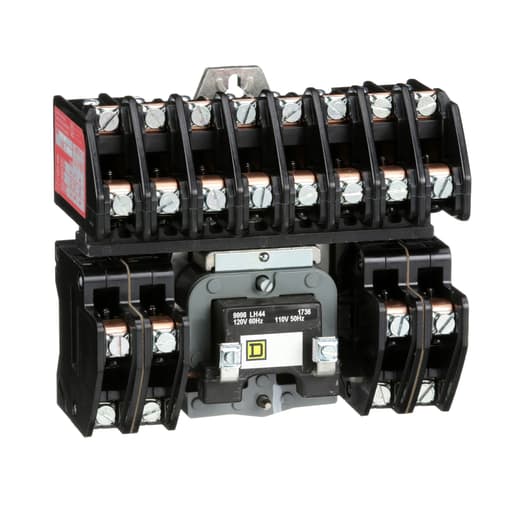 Square-D / Schneider - Square D 8903LO1200V02 110/120 VAC 30 Amp 12-Pole 12NO Open Type Electrically Held Lighting Contactor