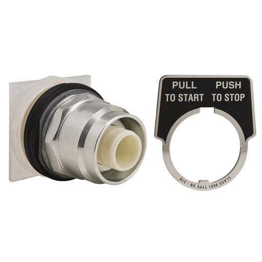 Square-D / Schneider - Square D 9001KR8 30 mm Chrome Plated Metal Bezel 3-Position Mushroom Non-Illuminated Push-Pull Operator