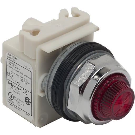 Square-D / Schneider - Square D 9001KP5R31 30 mm 380/480 Volt Red Lens Metal Bezel Standard Round Pilot Light