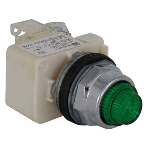 Square-D / Schneider - Square D 9001KT35LGG31 30.5 mm 120 VAC Green Lens Metal Bezel LED Push to Test Pilot Light