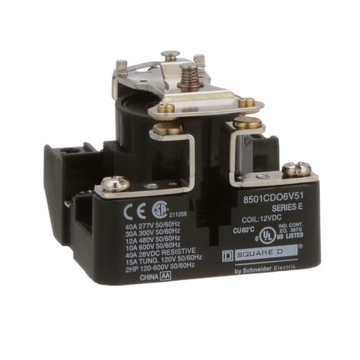 Square-D / Schneider - Square D 8501CDO6V51 12 VDC 30 Amp 1-Pole SPST 1NO Panel Mount DC Operated Power Relay