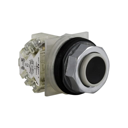 Square-D / Schneider - Square D 9001KR3BH13 30 mm 600 VAC Momentary 1NO 1NC Black Lens Chrome Plated Metal Bezel Non-Illuminated Push Button