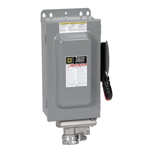 Square-D / Schneider - Square D H361AWC 600 VAC 30 Amp 3-Pole Class H/J/K/R/T Fusible Heavy Duty Receptacle Switch