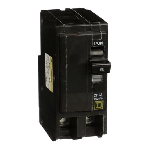 Square-D / Schneider - Square D QO280VH 2-Pole 80 Amp 120/240 Volt Plug-On Thermal Magnetic Miniature Circuit Breaker