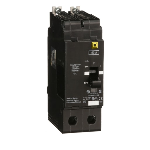Square-D / Schneider - Square D EJB24060 2-Pole 60 Amp 480 Star/277 Volt Thermal Magnetic Miniature Circuit Breaker
