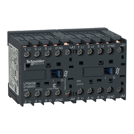 Square-D / Schneider - Square D LP5K12015BW3 575 VAC 12 Amp 3-Pole 1NC Screw Clamp Terminal Reversing IEC Contactor