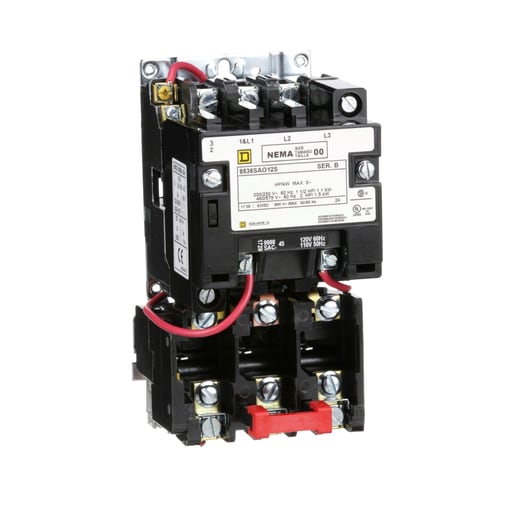 Square-D / Schneider - Square D 8536SAO12V02S 110/120 VAC 9 Amp 2 Hp 3-Pole Open Type Full Voltage Non-Reversing Magnetic Starter