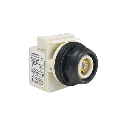 Square-D / Schneider - Square D 9001SKP38LY 30 mm 120 VAC/VDC Yellow Lens Plastic Bezel LED Standard Round Pilot Light