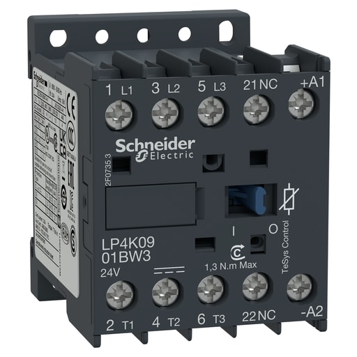 Square-D / Schneider - Square D LP4K0901BW3 600 VAC 9 Amp 3-Pole 1NC Screw Clamp Terminal Reversing IEC Contactor