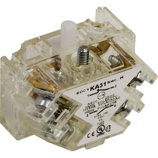 Square-D / Schneider - Square D 9001KA31 600 VAC 10 Amp 1NO 1NC Gold Flashed Silver Alloy Screw Clamp Terminal Push Button Contact Block