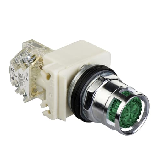 Square-D / Schneider - Square D 9001K3L35LGG 30 mm Green Body Metal Bezel Momentary Full Guarded Round Illuminated Push Button Operator