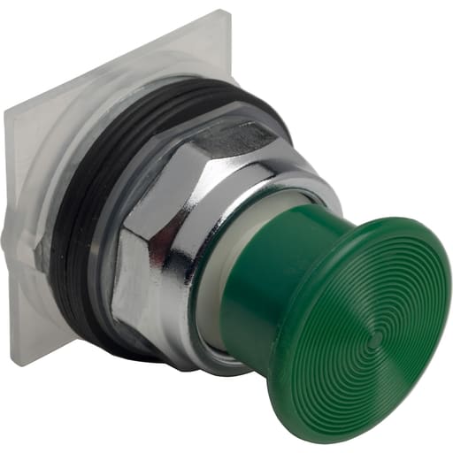 Square-D / Schneider - Square D 9001KR24G 30 mm Green Body Metal Bezel Momentary Mushroom Round Non-Illuminated Push Button Operator