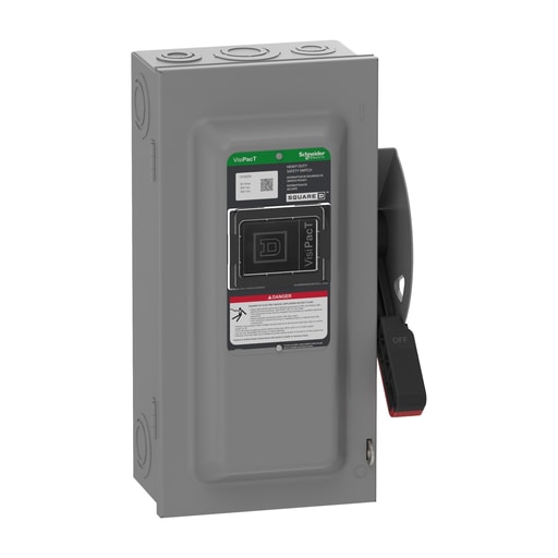 Square-D / Schneider - Square D VH362N Safety Switch, Heavy Duty, Fused, Viewing Window, Type 1, 600V, 60A, 3 Pole, Neutral Installed