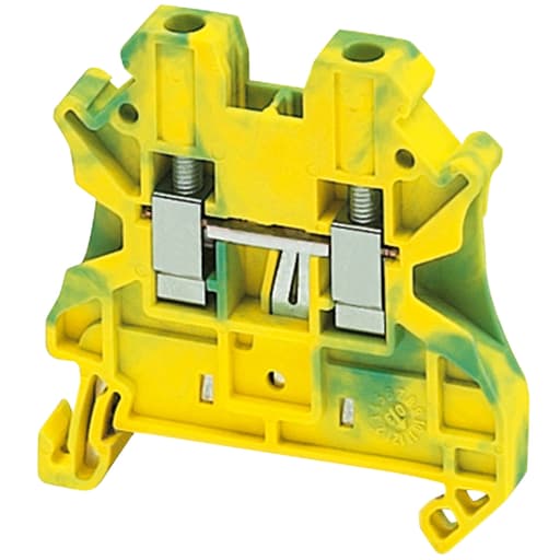 Square-D / Schneider - Square D NSYTRV42PE 4 mm 2-Point Green/Yellow 26 to 10 AWG Solid/Stranded Copper Screw Terminal Block