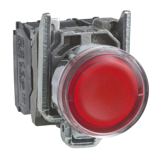 Square-D / Schneider - Square D XB4BW3465 22 mm 250 VAC/VDC 14 mA 1NO 1NC Red Round Momentary Flush Illuminated Push Button