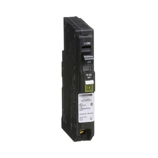 Square-D / Schneider - Square D QO120PCAFI Arc-Fault Miniature Circuit Breaker 20A 120V 1P , Plug-On Neutral