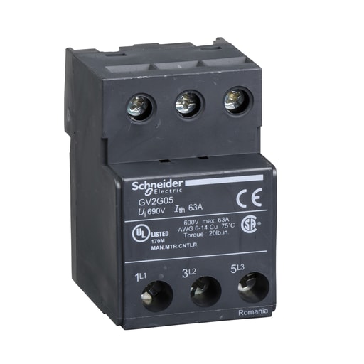 Square-D / Schneider - Square D GV2G05 600 VAC 63 Amp 14 to 6 AWG Solid Manual Starter Terminal Block