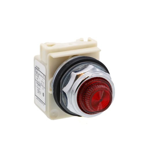 Square-D / Schneider - Square D 9001KP8R31 30 mm 277 Volt Red Lens Metal Bezel Standard Round Pilot Light