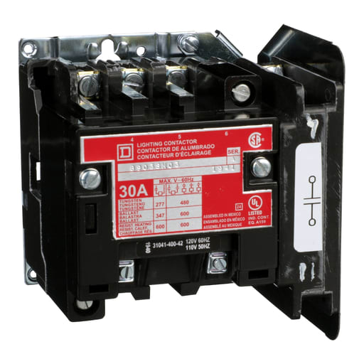 Square-D / Schneider - Square D 8903SMO3V02 110/120 VAC 30 Amp 4-Pole Open Type Electrically Held Lighting Contactor