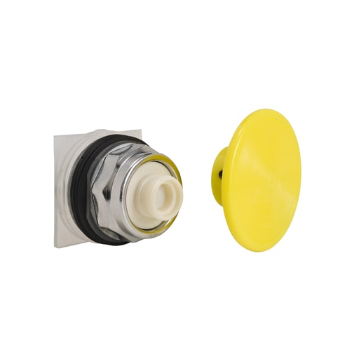 Square-D / Schneider - Square D 9001KR25Y 30 mm Yellow Body Metal Bezel Momentary Mushroom Round Non-Illuminated Push Button Operator