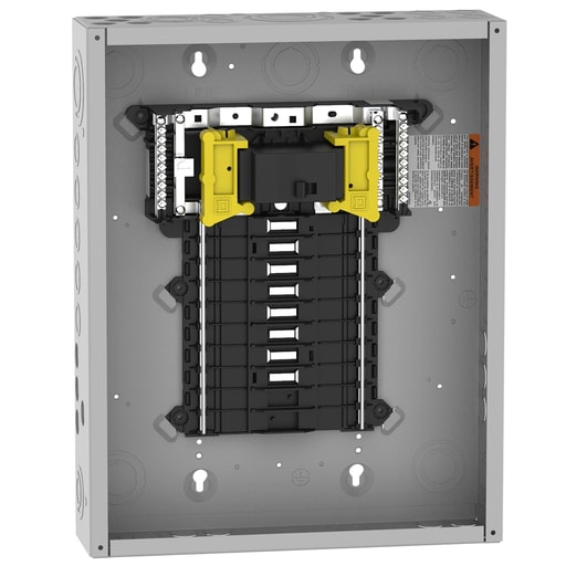 Square-D / Schneider - Square D QO116M100P 100A 120/240V 1phase Convertible Main Breaker Load Center, Plug-On Neutral, 16 Spaces / 24 Circuits, NEMA-1, Gray