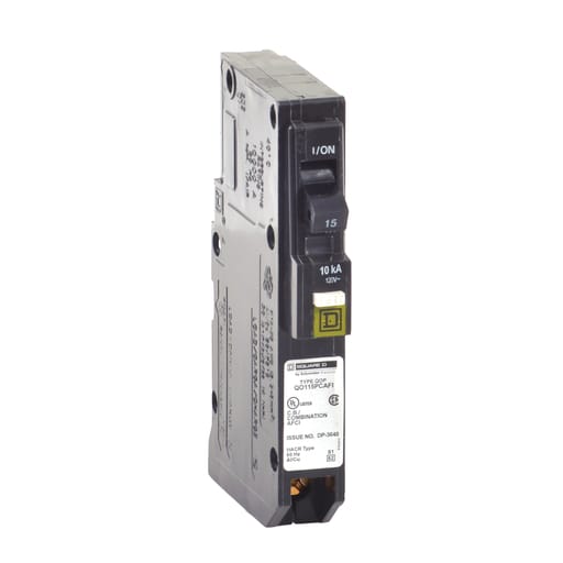 Square-D / Schneider - Square D QO115PCAFI Arc-Fault Miniature Circuit Breaker 15A 120V 1Ph 1P , Plug-On Neutral