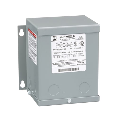 Square-D / Schneider - Square D 500SV43B 0.5 kVa 120 x 240 VAC Primary 12/24 VAC Secondary Dry Type Buck and Boost Transformer