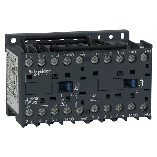 Square-D / Schneider - Square D LP5K0610BW3 575 VAC 6 Amp 3-Pole 1NO Screw Clamp Terminal Reversing IEC Contactor