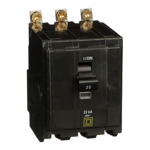 Square-D / Schneider - Square D QOB325VH 3-Pole 25 Amp 240 Volt Bolt-On Thermal Magnetic Miniature Circuit Breaker