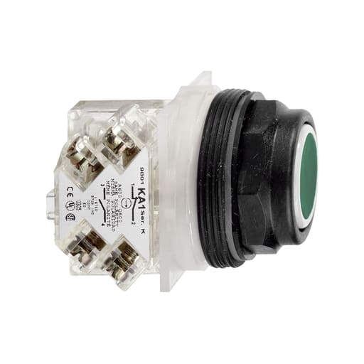 Square-D / Schneider - Square D 9001SKR1GH5 30 mm 600 VAC Momentary 1NO Green Lens Plastic Bezel Non-Illuminated Push Button