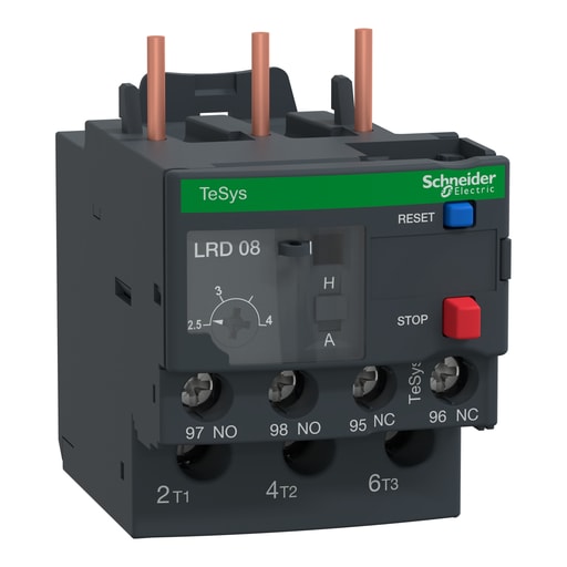 Square-D / Schneider - Square D LRD08 600 Volt 4 Amp 3-Pole Bi-Metallic Screw Clamp Terminal Thermal Overload Relay