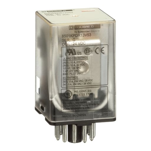 Square-D / Schneider - Square D 8501KPDR13V53 24 VDC 10 Amp 3PDT 3CO DC Operated Plug-In Relay